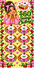 $60 Cherry Pie Savings Challenge 3x6 (A6) No hole punch