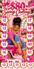 $80 Pink Heels Savings Challenge 3x6 (A6) No hole punch