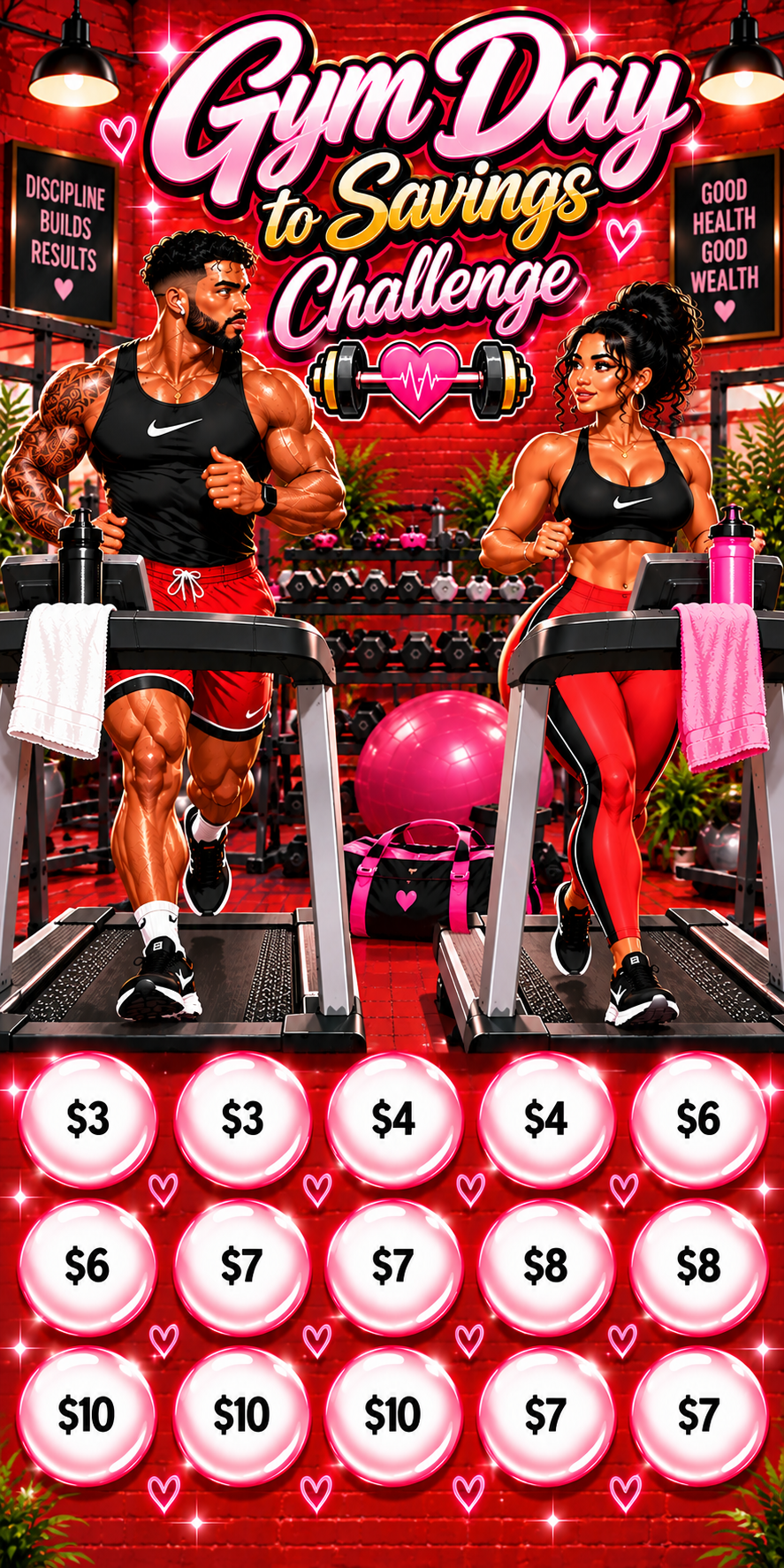 Gym Day to Savings Challenge 3x6 in (A6) No hole punch