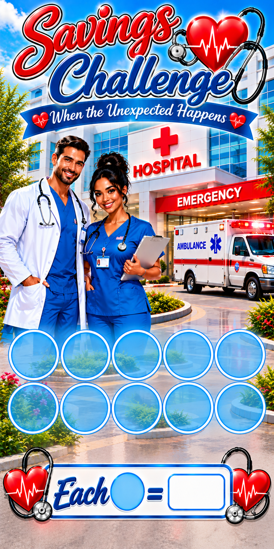 Medical Savings Challenge 3x6in (A6) No hole punch