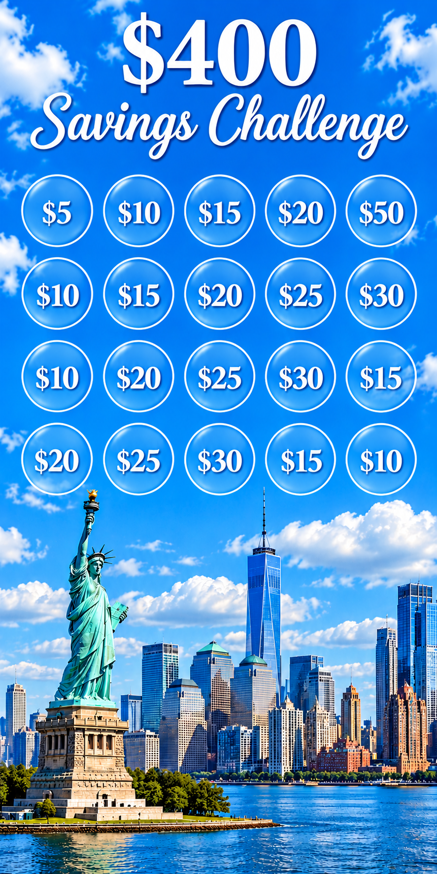 $400 New York Savings Challenge 3x6 (A6) No hole punch