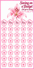 Saving On a Budget Pink Lilly Savings Challenge 3x6 in (A6) No hole punch