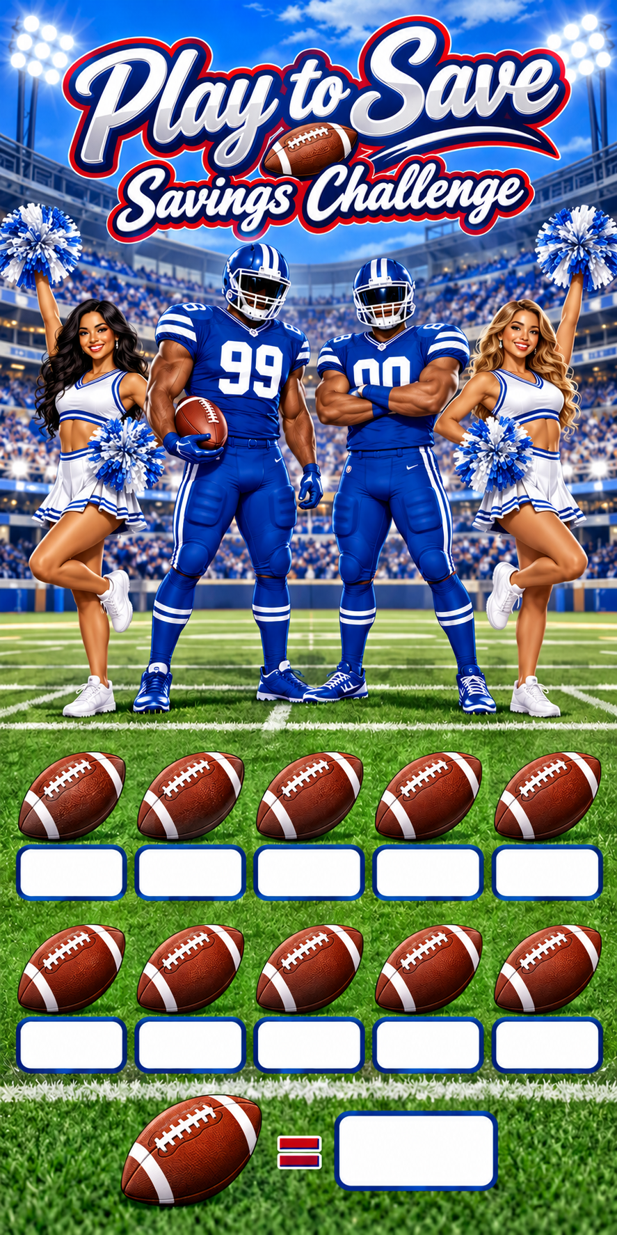 Play to Save Football Savings Challenge 3x6 (A6) No hole punch
