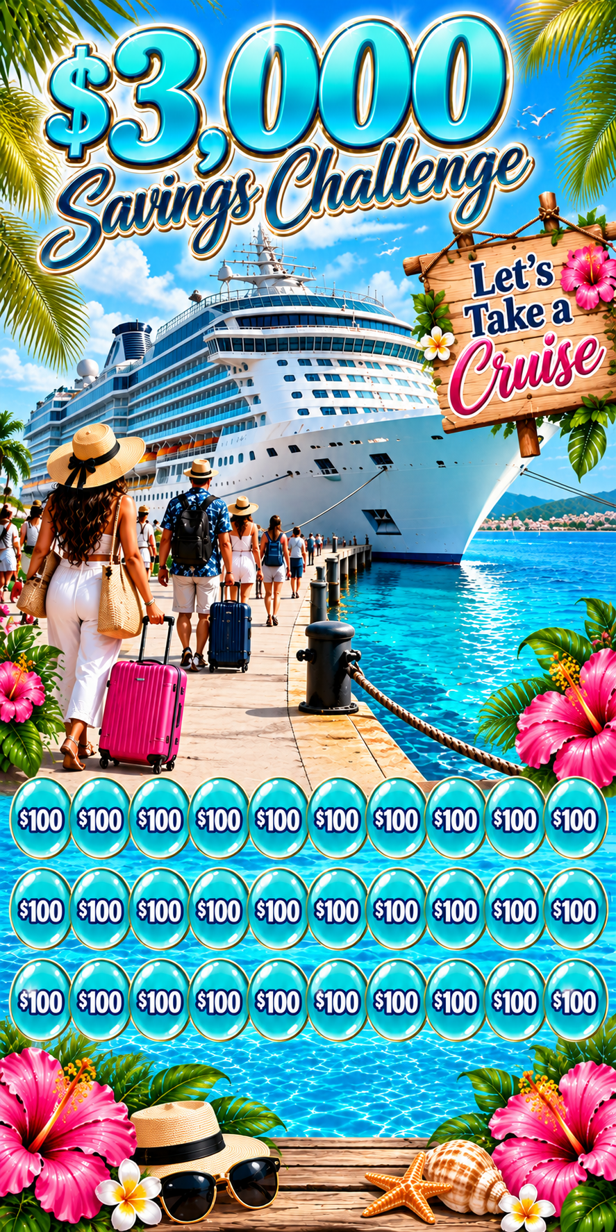 $3,000 Cruise Savings Challenge 3x6 in (A6) No hole punch